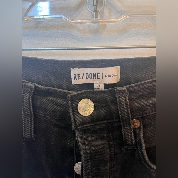Re/Done Originals Straight Leg Washed Denim Black Size 24 - Picture 5 of 5